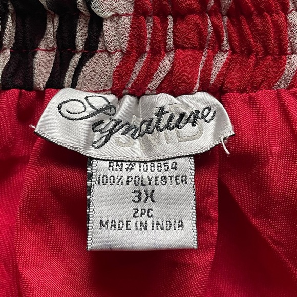 VTG 90s Red Black Floral Oriental Pull On Midi Slip Skirt 3X Whimsigoth Fairy - Picture 5 of 8